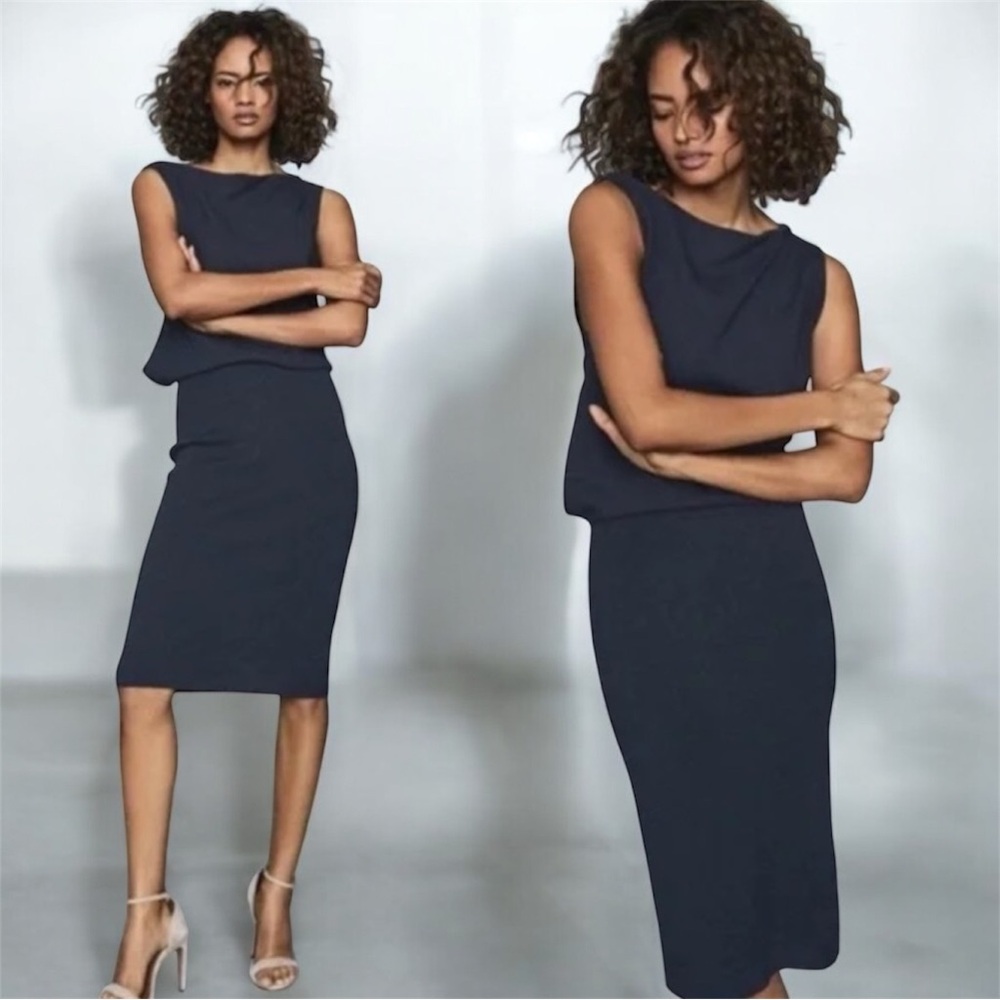Reiss Navy Midi Dress